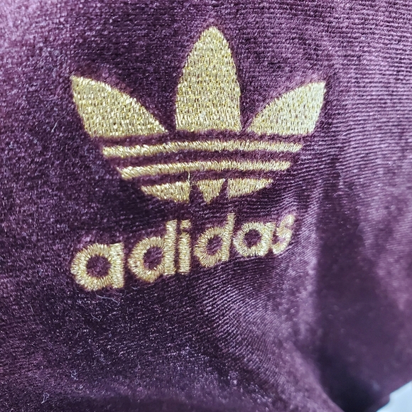 Adidas Velour Firebird Trefoil Track Jacket Maroon Gold Pockets Medium Y2K - Picture 7 of 17